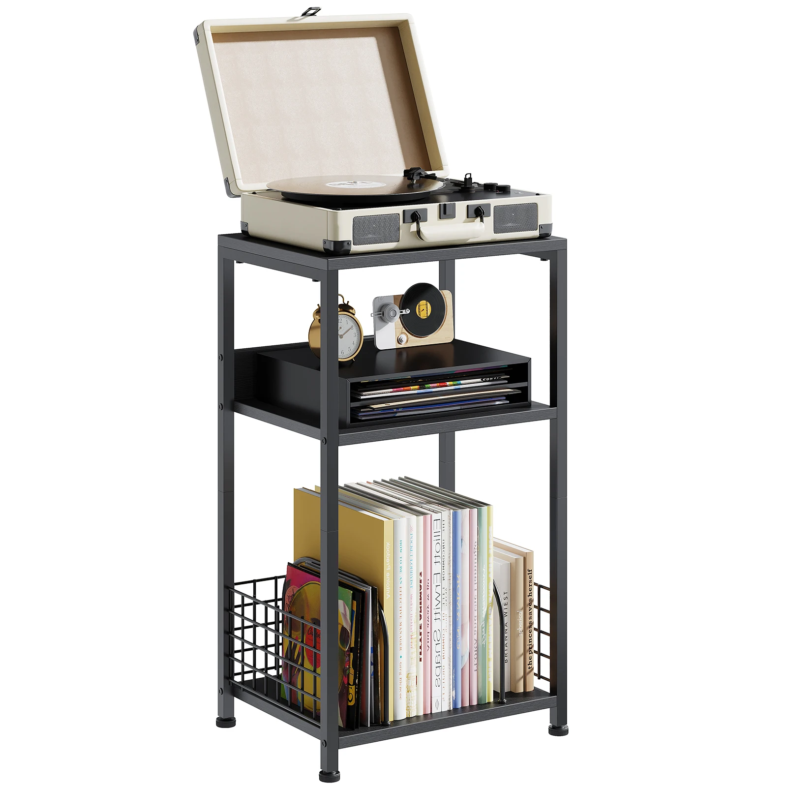 record stand with vinyl storage