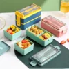 1pc-Lunch Box Thickened Plastic Divided Compartment Double Layer Meal Box Office Worker Bento Box Microwave Oven Available