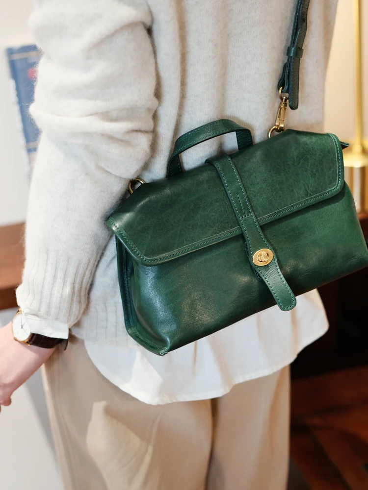 Vintage Designer handgemachte Rindsleder Damenhandtasche lässig täglich Party Luxus echtes Leder weibliche Schulter Umhängetasche