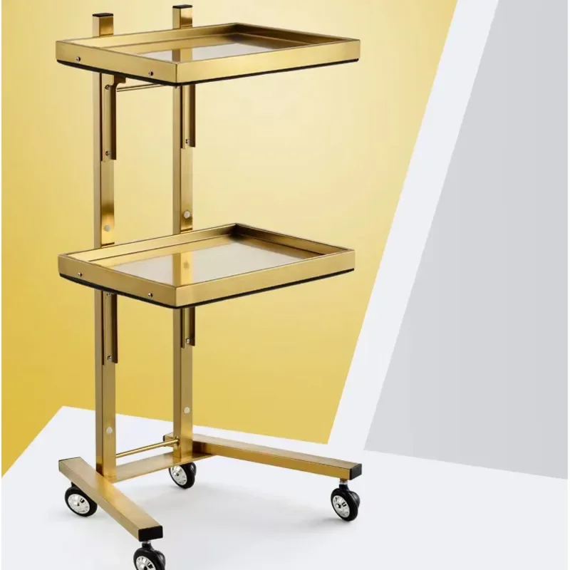 Stainless Steel Beauty Salon Cart Dyeing Trolley Folding Bar Car Barber Shop Special Ins Tool Car with Wheels