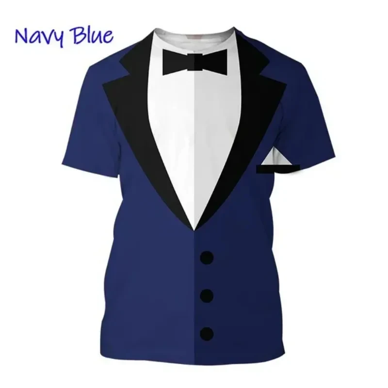thumbnail image 1 of Ropa divertida para hombre, esmoquin con personalidad, traje de corbata retro, camisetas gráficas, traje falso de moda, camisetas casuales de manga corta para fiesta para hombre, 1 of 5