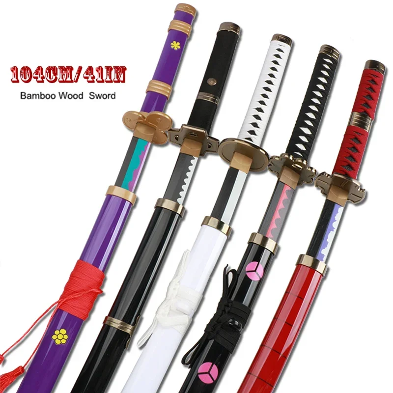 

3-pcs Set Roronoa Zoro Swords 104cm Handmade Katana Japanese Anime Cosplay Sword Shusui Enma Kitetsu Free sword holder and belt