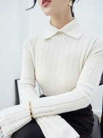 New Polo Collar Women's Knitted Sweater Long Sleeve Slim Fit Pullovers for Women Autumn Winter Sweaters Soft Warm Bottoming Tops - Image 2