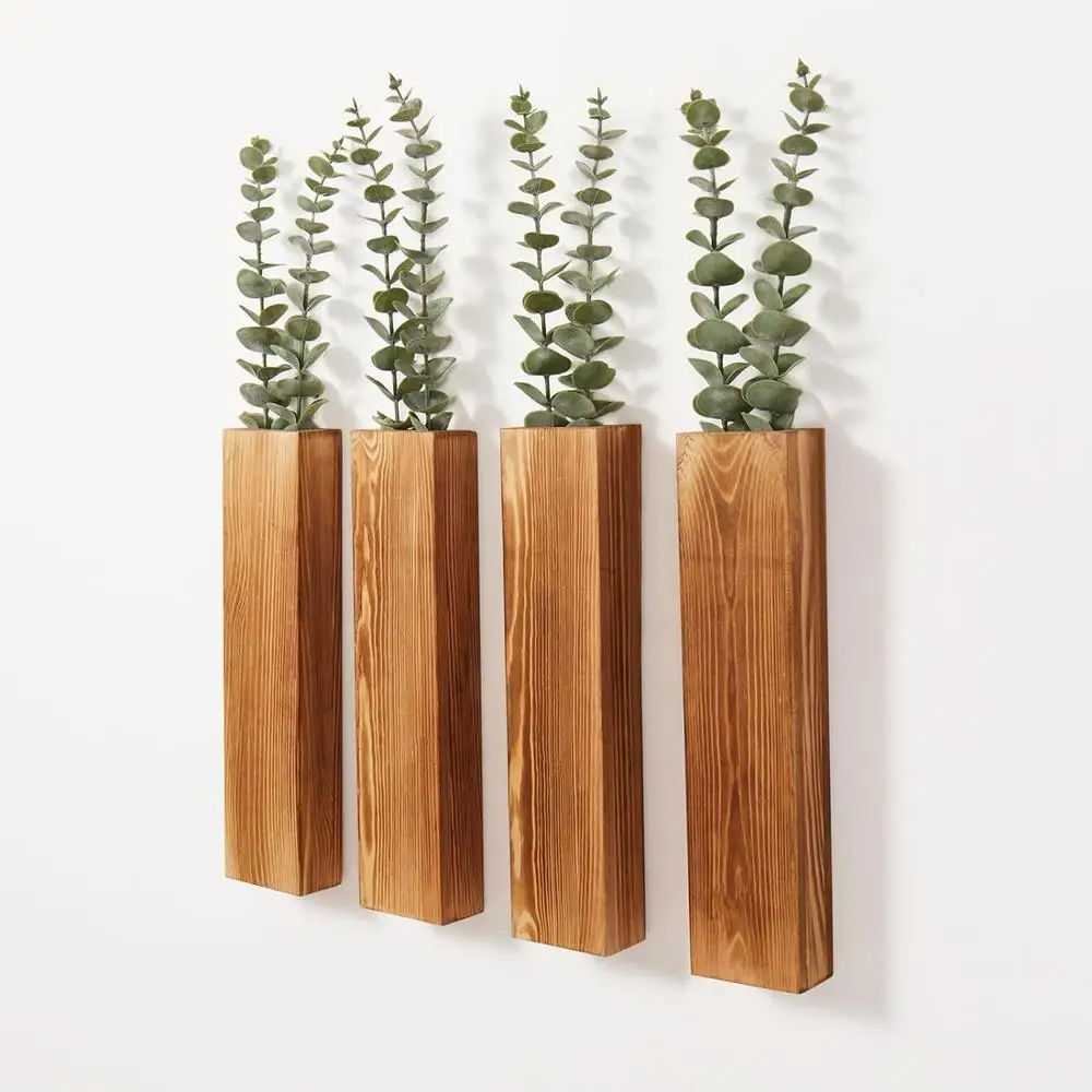 Wooden Wall Pocket Hanging Vases