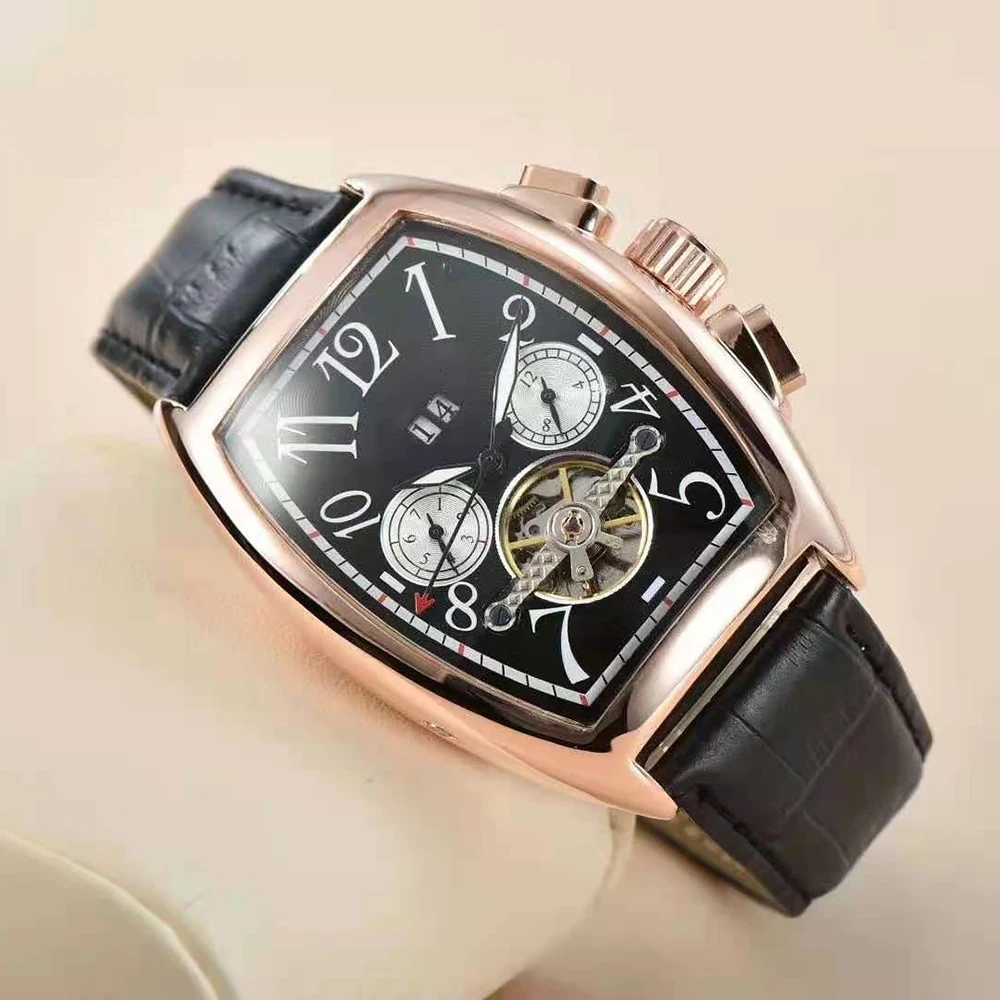Luxury FM Men's Watch Tonneau Automatic Watch with FREE Shipping Multi-functional Luxury Gift Clock Mechanical Watch for men