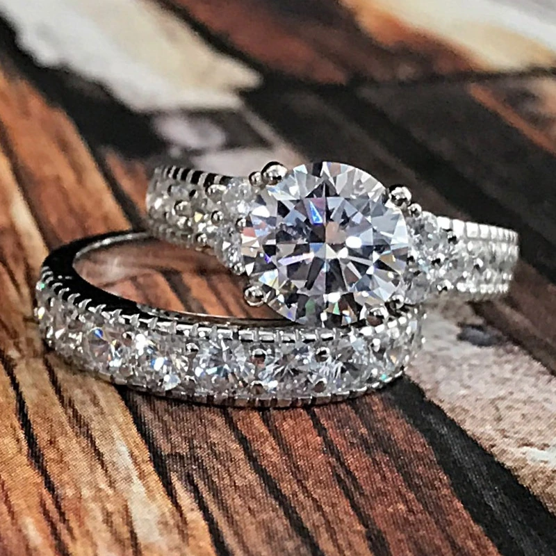 Zircon Rings Zircon Couple Rings For Man Ladies Set Lovers Ring Finger Jewelry Women's Propose Marriage Accessories Size 5-13 Listing
