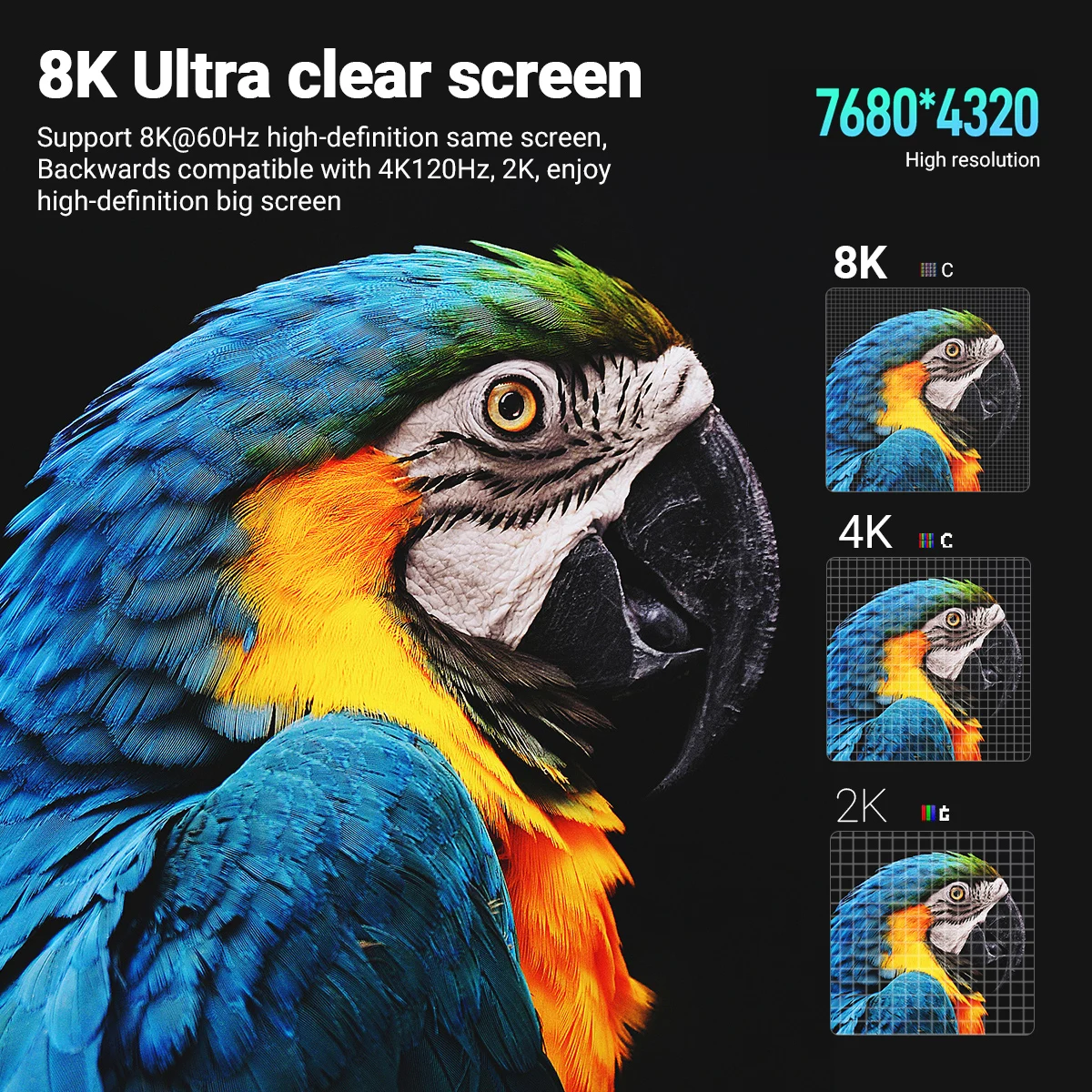 כבל USB-C ל-HDMI 8K@60Hz 4K@120Hz כבל פלט מהיר למחשבים ניידים סמארטפונים טאבלטים מסכים צגי HD