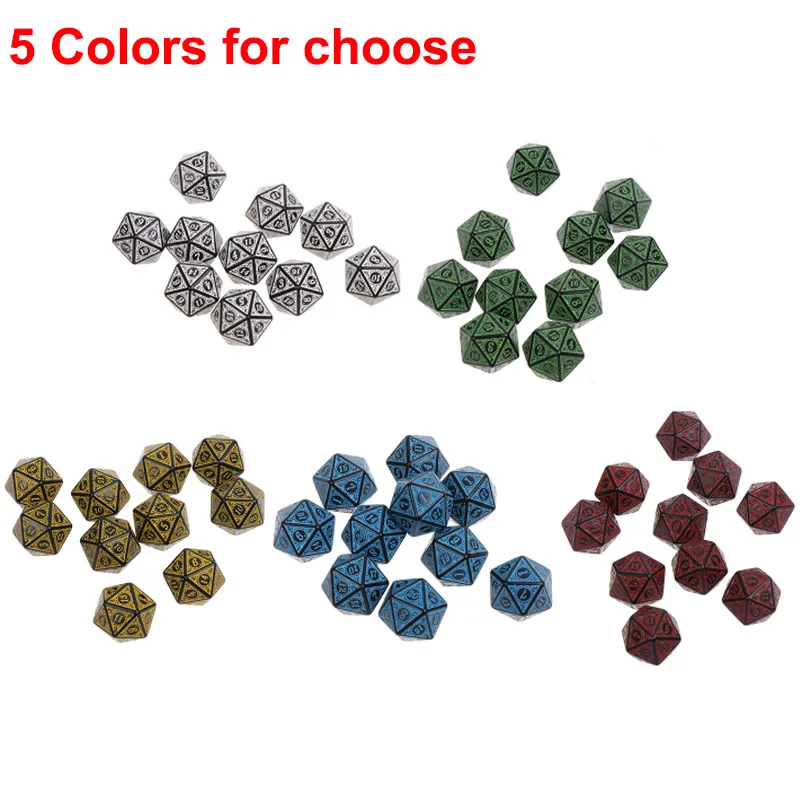 

10Pcs 20 Sided Polyhedral Acrylic Table Game Dice D20 Dice for Math Dice Games Acrylic Dices Kit For Party