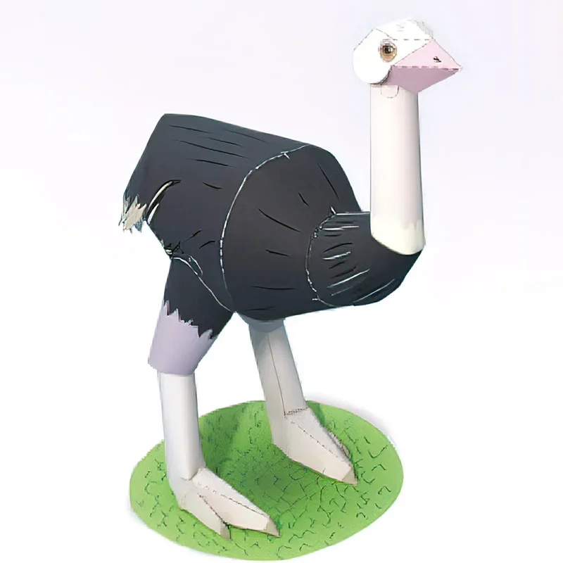 Ostrich Origami Art Mini 3D Folded Paper Model Papercraft Animal Figure DIY Kids Adult Handmade Craft Toys QD-308