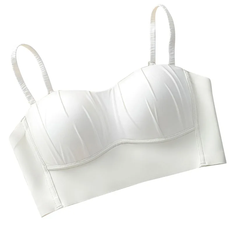 New Nylon French Pleated Bra New Detachable Ringless Thin Bra Without Underwire Seamless Underwear for Women Bras for Women