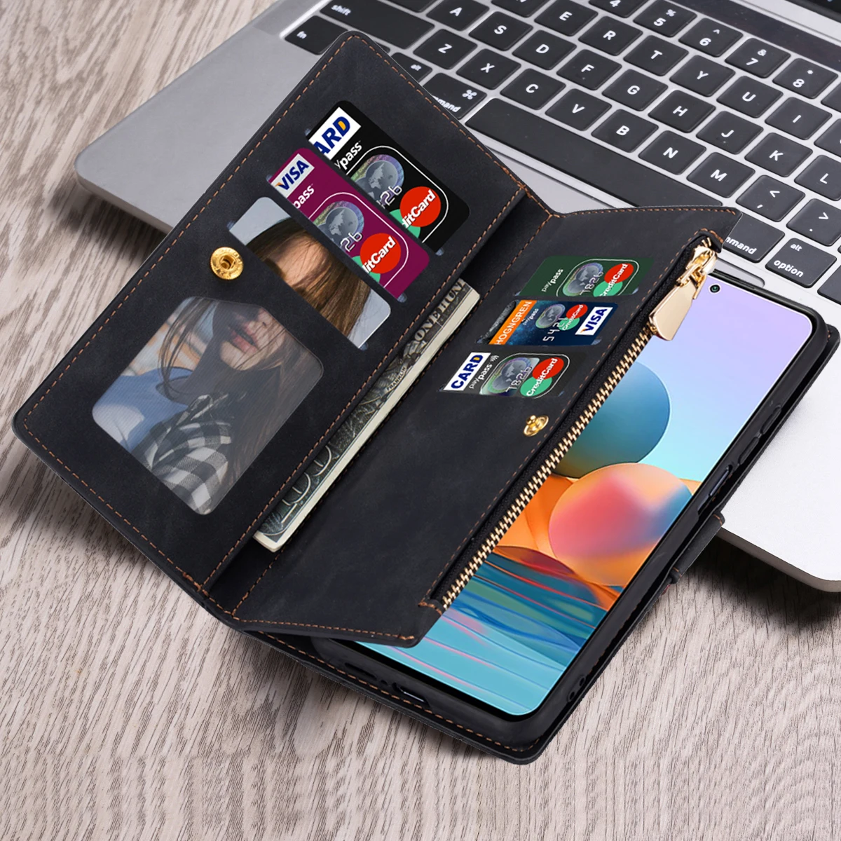 Flip Leather Case For XiaoMi 13T 12T 11T  13 12 11 Lite Poco X5 F5 Redmi Note 12S 11S 12 Pro + Zipper Card Slot Wallet Bag Cover 5