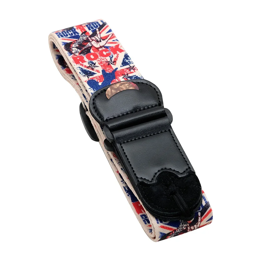 Embroidered Electric Guitar Strap with Plectrum Holder - String Instrument Accessory