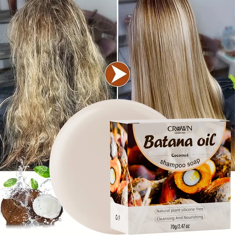 2-in-1 Natural Anti-Hair Loss Shampoo Bar with Batana and Rosemary Controls Oil Strengthens Roots Long-Lasting Coconut Oil Soap for plant shampoo