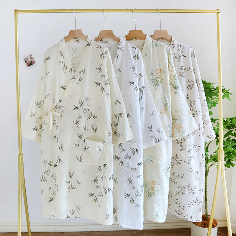 2024-Japanese-kimono-spring-summer-women-s-bathrobe-100-cotton-pajama ...