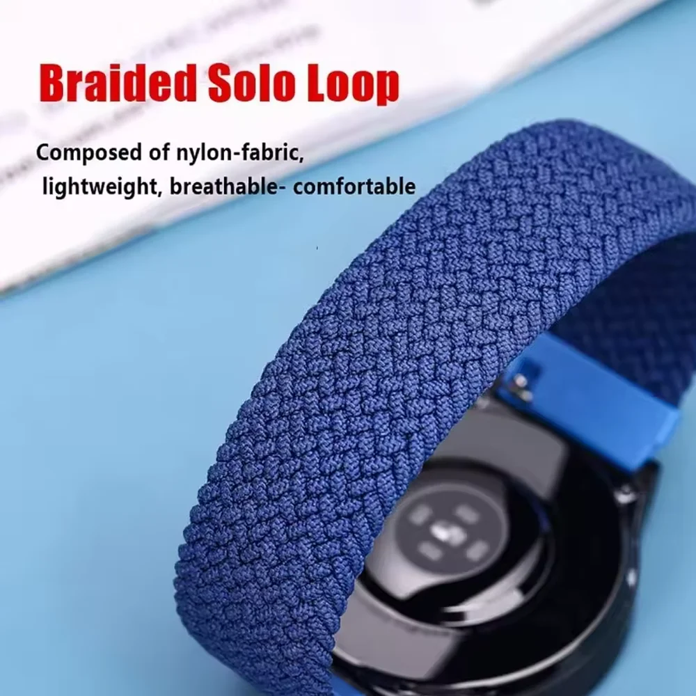 Braided Nylon Solo Loop Strap for Smartwatches - Adjustable Bracelet Band