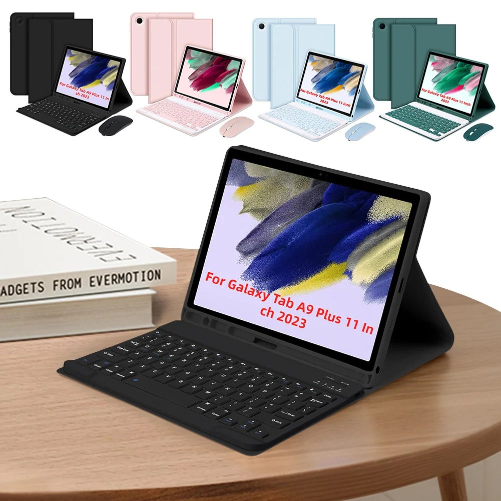 Keyboard For Samsung Galaxy Tab A9 Plus 11 Inch Case Auto Sleep/Wake Dechatable BT Keyboard W/Pencil Holder Leather Folio Cover