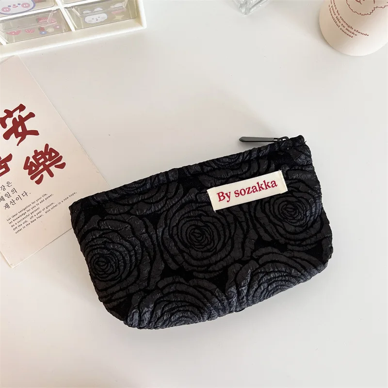 Französisch Geprägte Blumen Reise Kosmetische Lagerung Tasche Brieftasche Nette Frauen Make-Up Kits Handtaschen Telefon Bleistift Fall Organizer Tasche – Detail 32