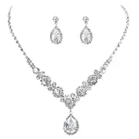 Imitation Moissanite Diamond Jewelry Set Explosion Flash Hot New Luxury Pendant Necklace Female Earrings Set 6