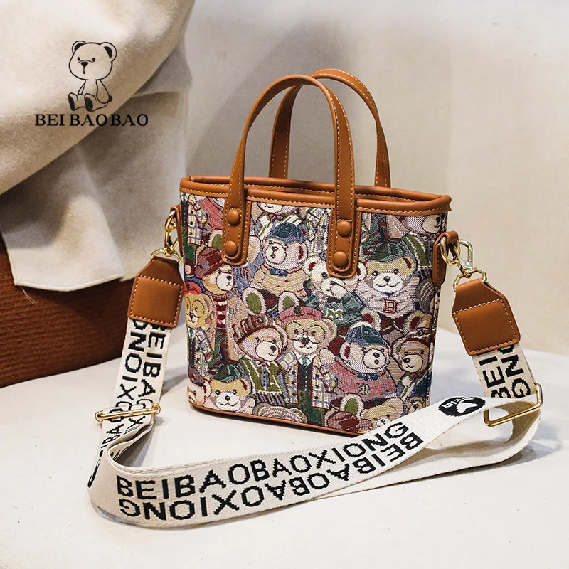 

BeiBaoBao Brand HI-Q shoulder Bag women 2023 trend totes luxury designer handbags for women Bear print crossbody bag for women
