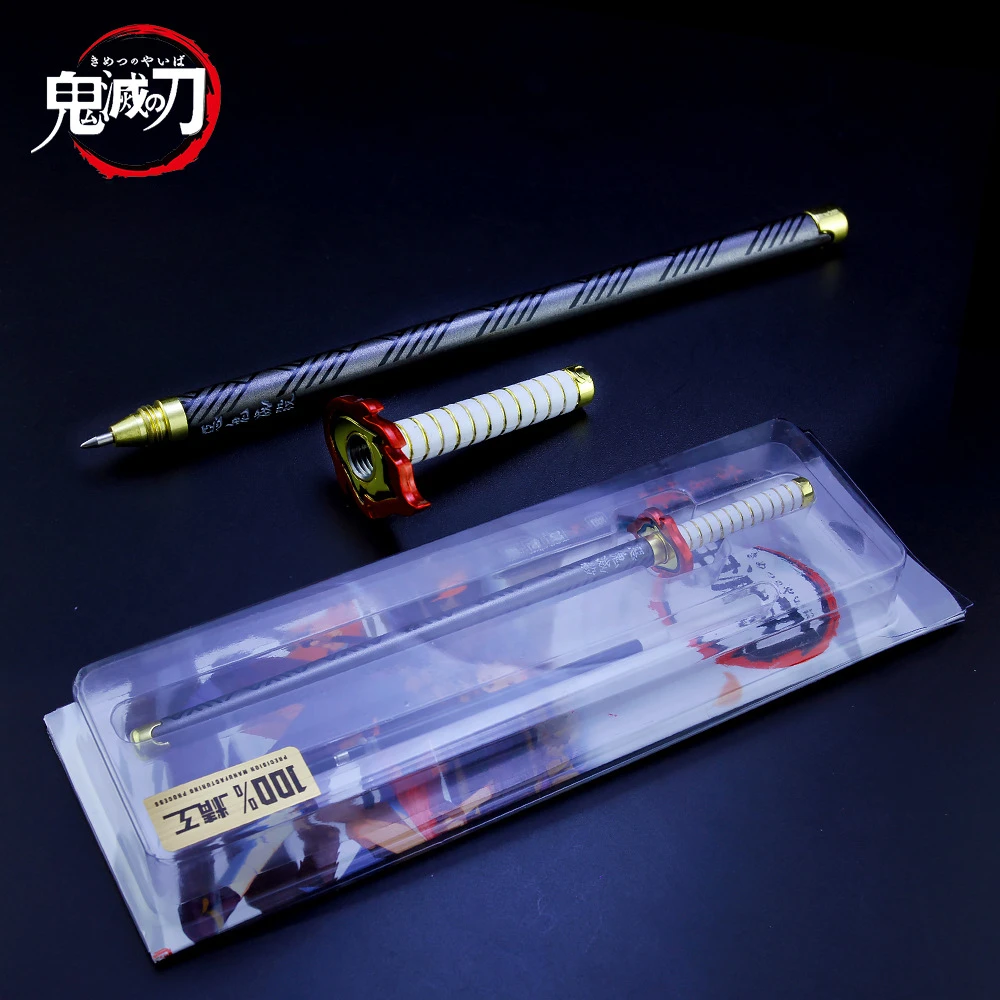 New 20cm Demon Slayer Sword Rengoku Kyoujurou Carbon Pen Alloy Katana Anime Peripherals Weapon stylish Model Festival Gifts Toys 5