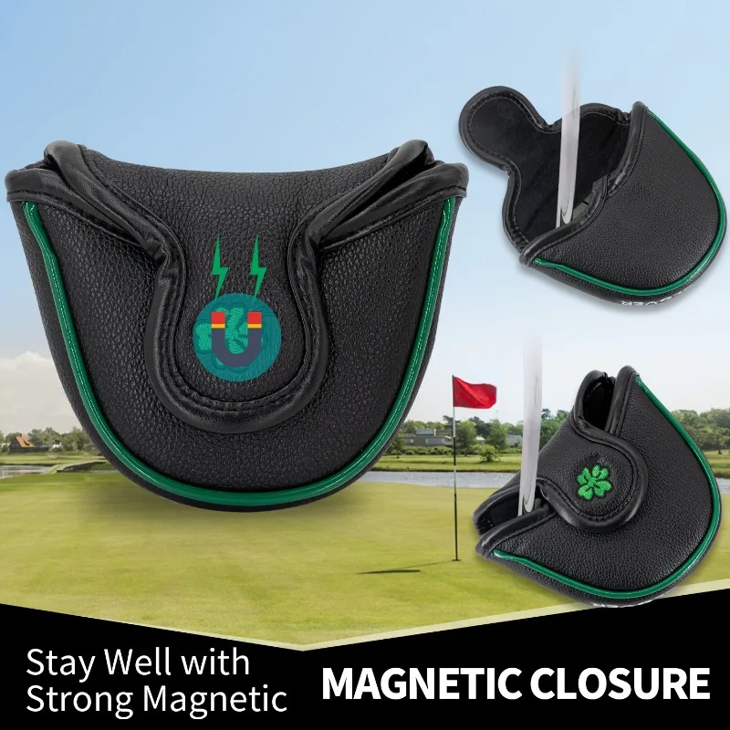 Clover Golf Putter Head Cover - Durable & Stylish Design, Premium Protection in Black or White
