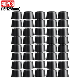 Rubber Non - Slip Floor Protectors - Black Round Furniture Leg Pads, Set of 8/40 (40PCS - 15X12X8mm)