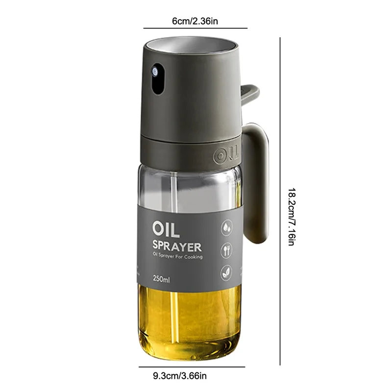 A88K-250ML Edible Oil Versatile Refillable Sprays Bottles Rust-Proof Olive Oil Mister For Air Fryer Grilling Baking
