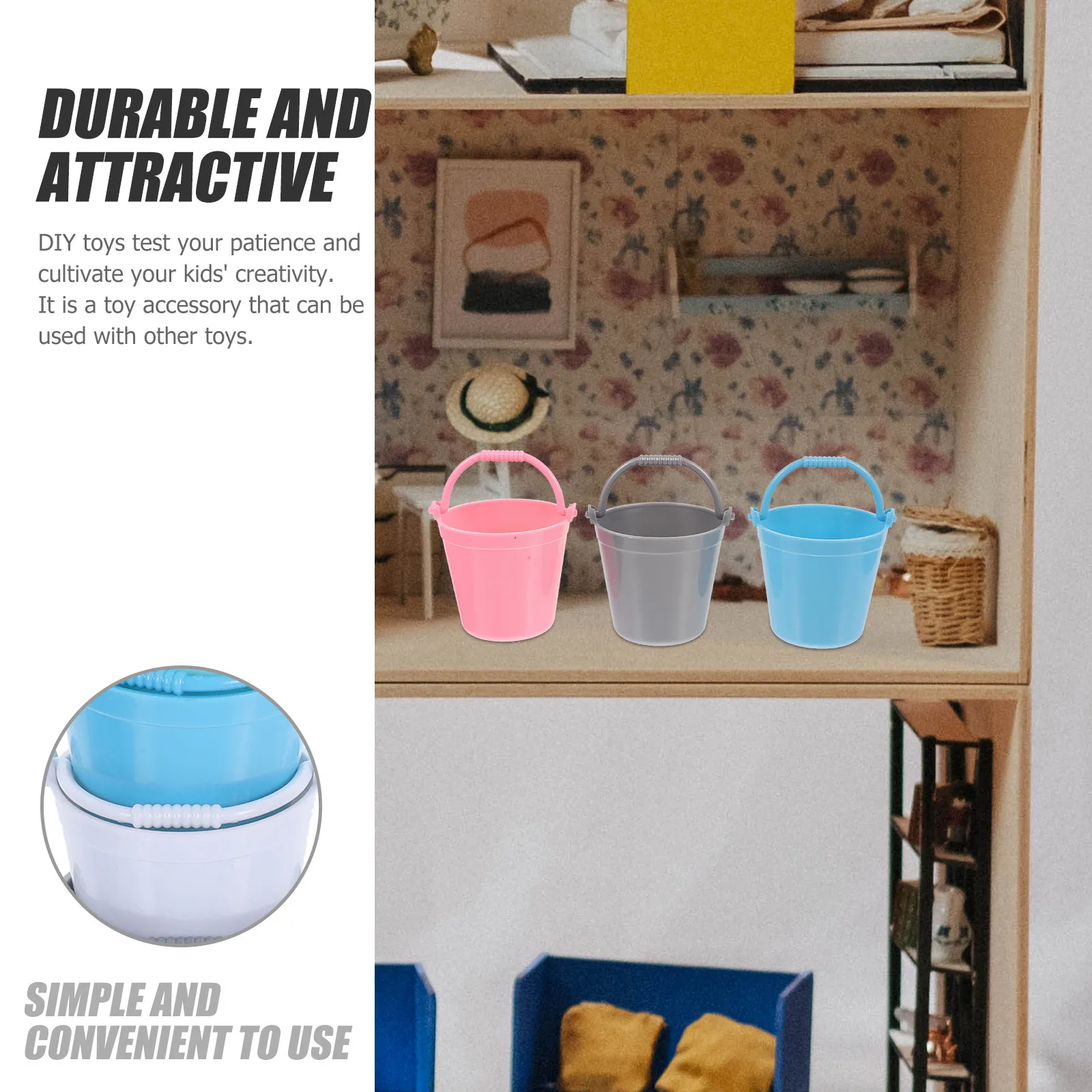 14Pcs 청소 도구 미니어처 버킷 장식 모래 물통 어린이를위한 정원 파티 레이아웃 소품 장면 소품 파티 장난감