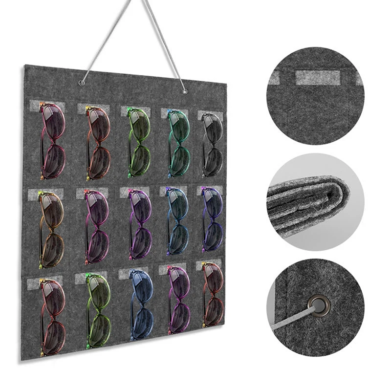 

NEW Eyeglass Sunglasses Organizer Hanging Wall Glasses Holder Storage Display Pocket Mount Hanger On Wall High Quality