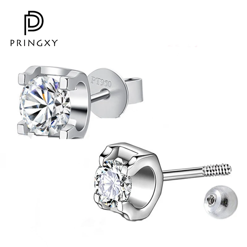 

PRINGXY 1ct Earrings For Women Men Diamond Solid 925 Sterling Silver Platinum Plated Stud Earring Luxury Wedding Fine Jewelry