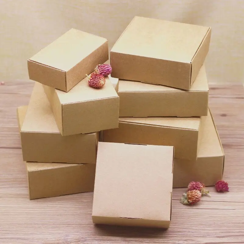 10pcs/lot Kraft Gift Paper Box Mult Size White Paper Cardboard 2 Colour Option