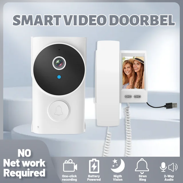 4.3Inch Large Screen Wireless Intercom Visual Doorbell Video Door Phone Peephole Viewer Door Camera 2