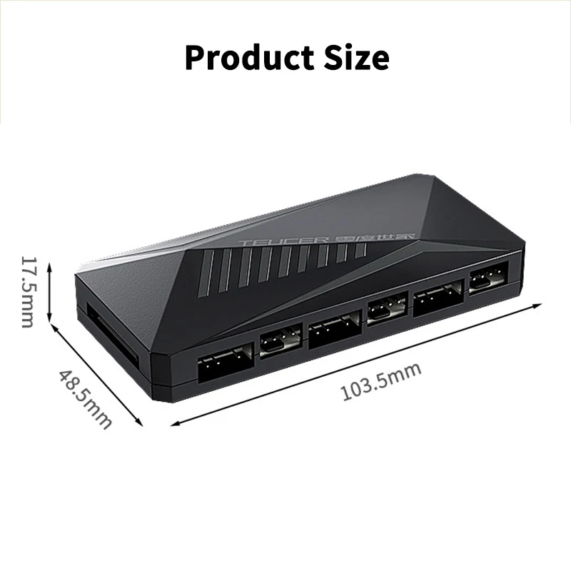 Teucer Lp6p pc Ventilador de Refrigeração Pwm Argb Hub a 5v 3pin 12v 4pin Multi Way Splitter Aura Ventilador Cooler Cabo Adaptador de Extensão - Imagem 3
