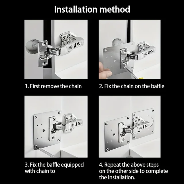 บานพับตู้ซ่อมแผ่นชุดตู้ครัวประตูบานพับแผ่นยึดหลุมแบนยึดรั้งวงเล็บเครื่องมือในครัวเรือน 4