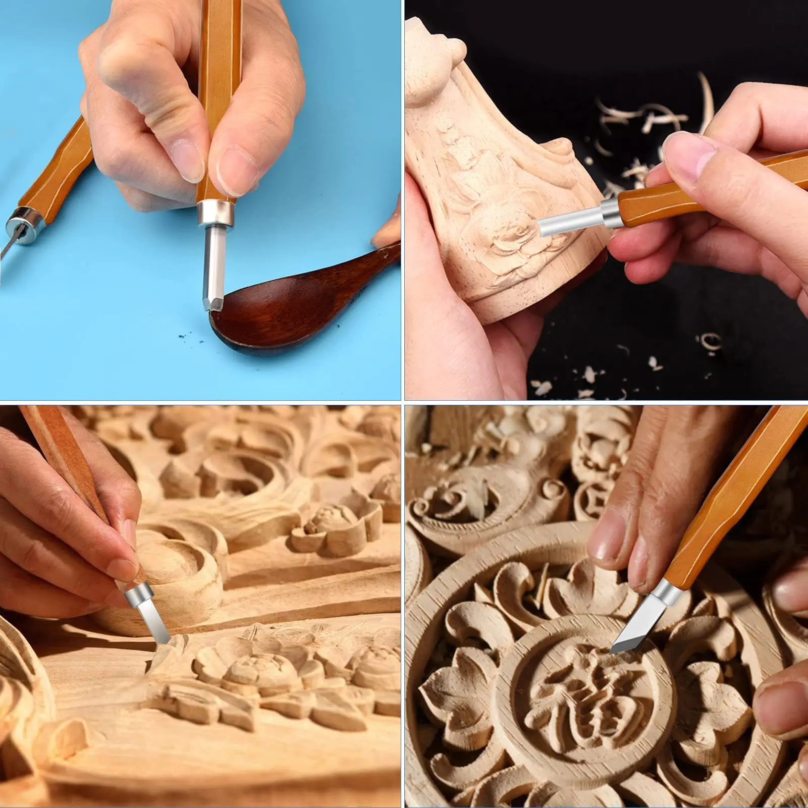 19 Pcs Wood Carving Tools Kit Knifies Set Spoon Carving Blanks Wood  Whittling Kit for Beginners Kids Adults Woodworking DIY - AliExpress