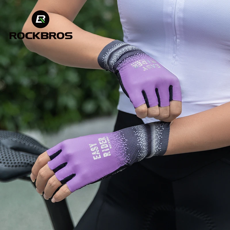 ROCKBROS Cycling Gloves Half Finger Road Bike Gloves Shock Absorption MTB Gloves Women Riding Sport Breathable Gloves 5
