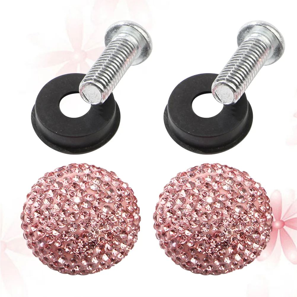 

Vehicle License Plate Nuts and Bolts Rhinestone Car Screw Special Fasteners Anti-theft Screws (Pink)