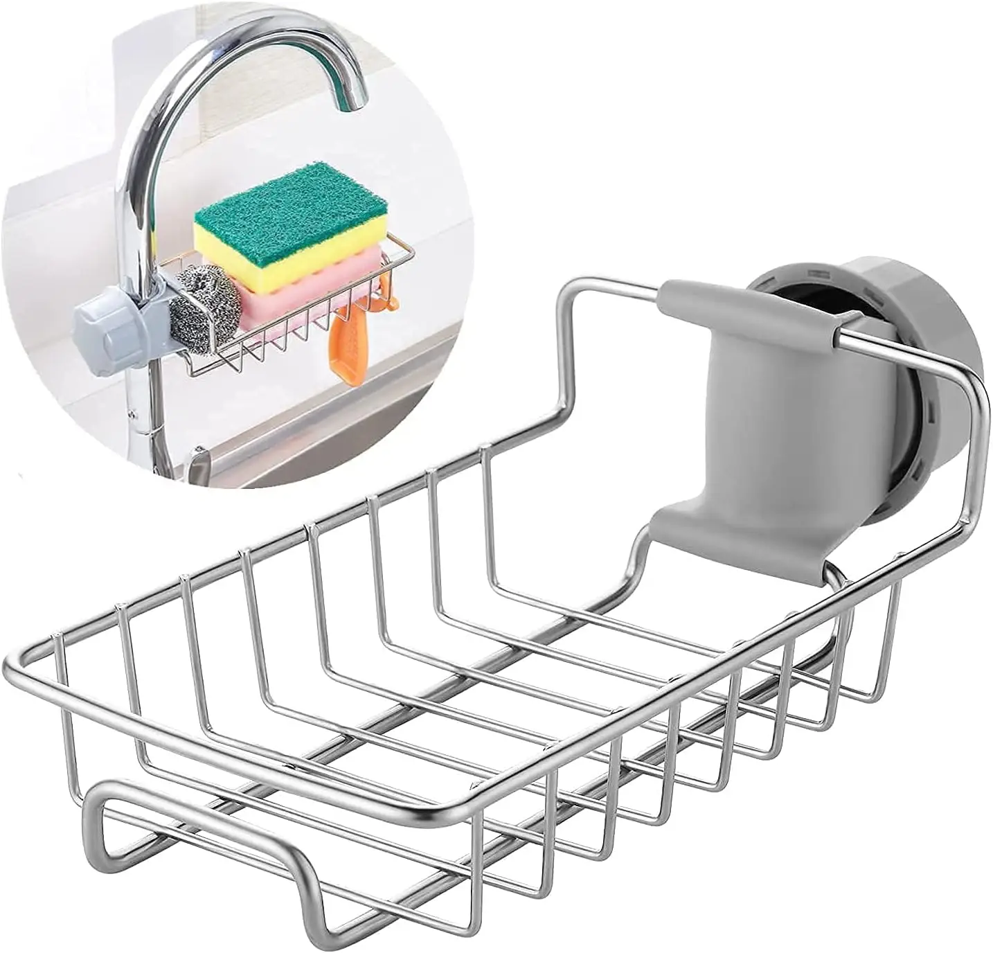 Kitchen accessories Kitchen Sink Faucet Sponge Holder Sink Drain Rack Soap Drainer Towel Rack No Suction Cup Kitchen Accessories 1Pc