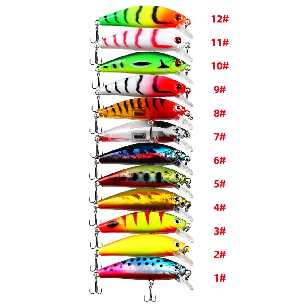 Fishing Lure 6.5g/5cm Sinking Minnow Peacock Bass Fishing Bait with 2 Trible Hook 3