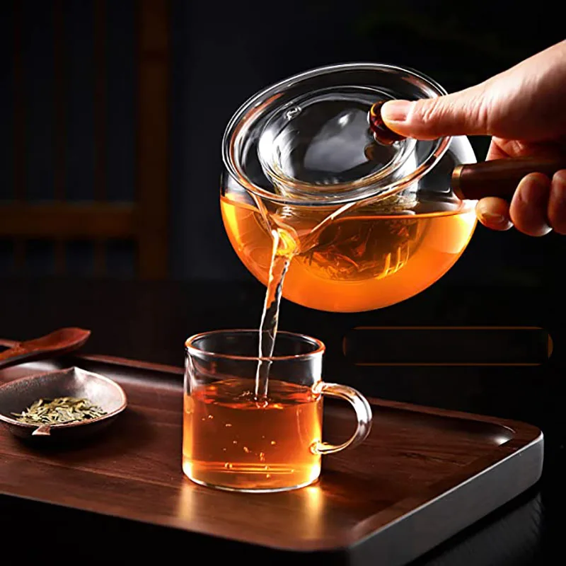 Heat-resisting Glass Teapot with Removable Infuser for Blooming and Loose Tea, 280 ml, 450ml Teapot for Stovetop Safe