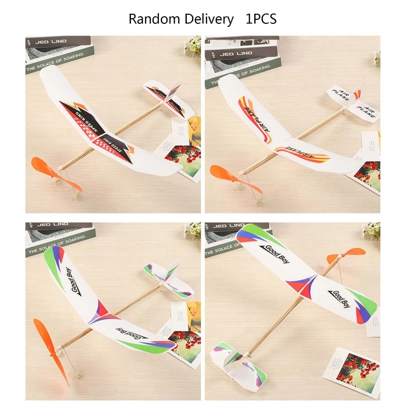 Rubber Band Powered Glider Flying Glider Planes Windup Flying Copter Handout Glider Model Kids 4