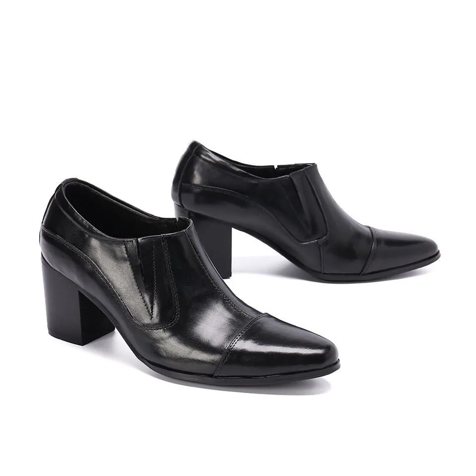 

Мужские кожаные кроссовки на высоком каблуке 8 см