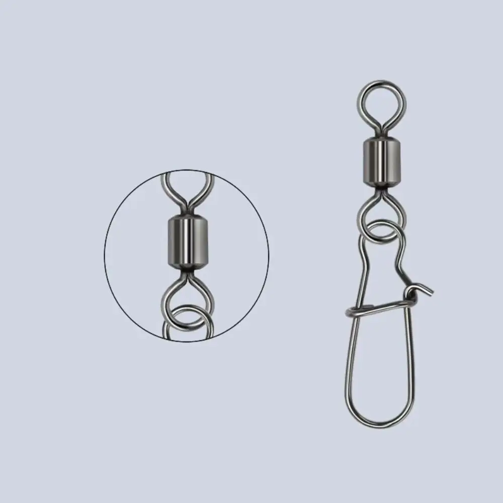 50pcs/100pcs Bearing Rolling Swivel Snap Connector Tackle Buckle 360 Rotate Rolling Fishing Bearing Reinforced with Fast Lock