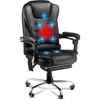 Ergonomic Reclining Office Chair, Heat & Massage High Back Desk Chair w/Retractable Footrest, Executive Swivel Leather Chair 1