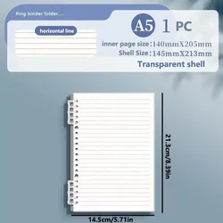 A5 Transparent Grid Detachable Spiral - Bound Notebook - 120 Pages (White line )