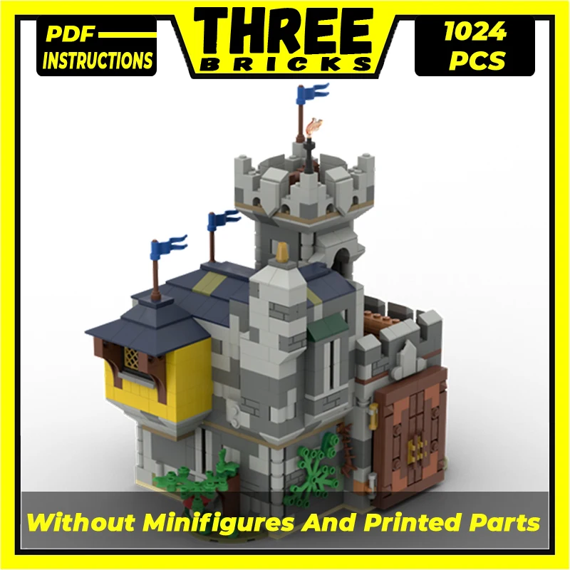 

Moc Building Blocks Modular Castle Model Outpost Castle Technical Bricks DIY Assembly Construction Toys For Child Holiday Gifts