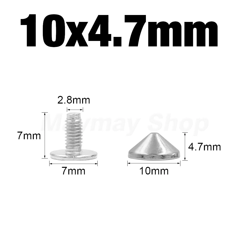 Metal Silver Bullet Spikes Rivets for Punk Rock Fashion and Leather Craft Accessories