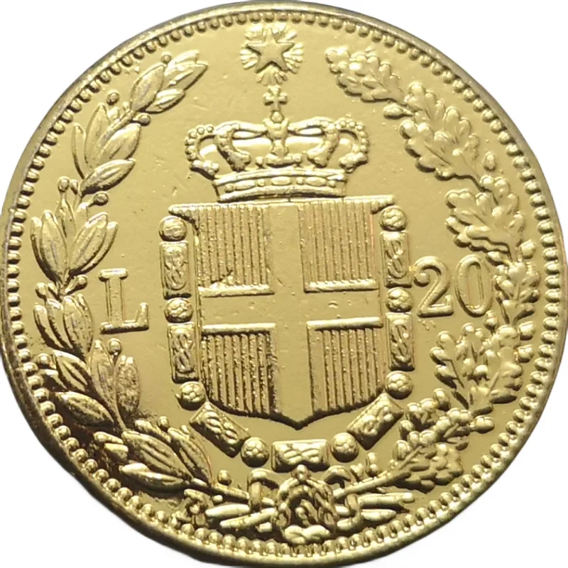 1891 Italia 20 Lire-Umberto I Gold Copia Coin