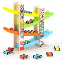 4/7 Track Wooden Ramp Racing Toddler Toy Car Set Montessori Educational Toy Game Mini Inertia Slide Roller Coaster Racing 1
