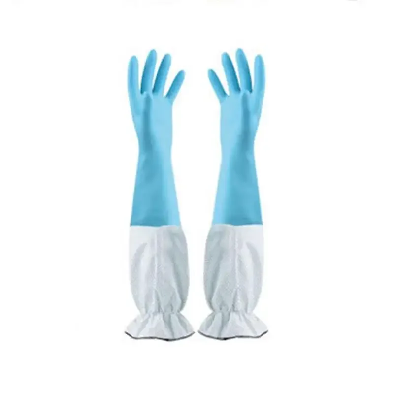 Washing Dishwashing Cleaning Rubber Durable Household Long Thickening Women Gloves Sleeve Floral Waterproof Kit